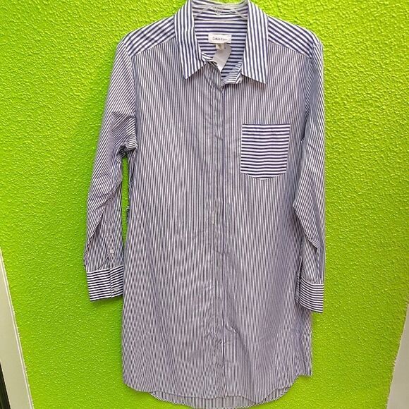 Calvin Klein Navy and White Striped Shirt - Picture 1 of 3